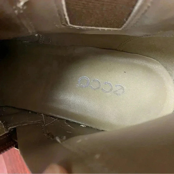 Ecco Leather Boots Round Toe Side Zip Block Heel Ankle Womens Size 37 - Picture 11 of 13